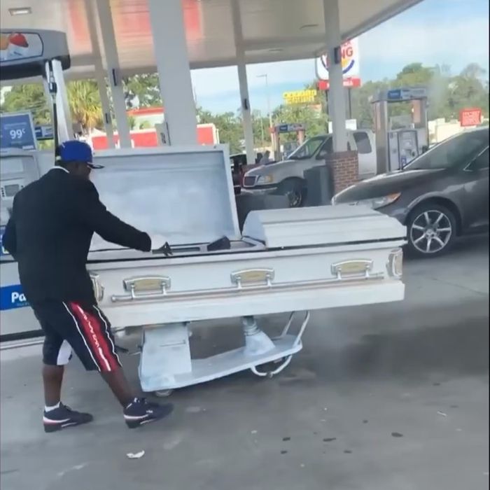 Man turns coffin into a car
