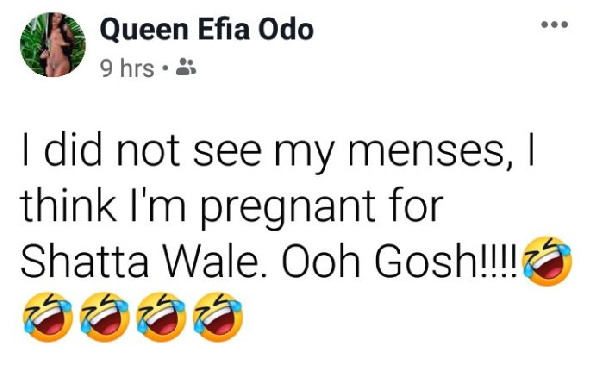 Efia Odo is pregnant for Shatta Wale