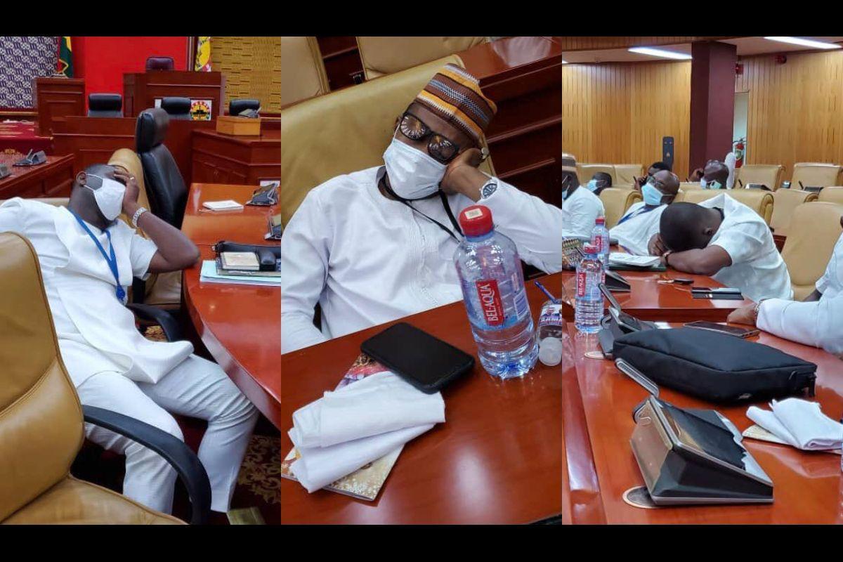 PHOTOS: NPP MPs Caught On Camera Sleeping In Parliament After Reporting At 4 AM To Occupy The Majority Side