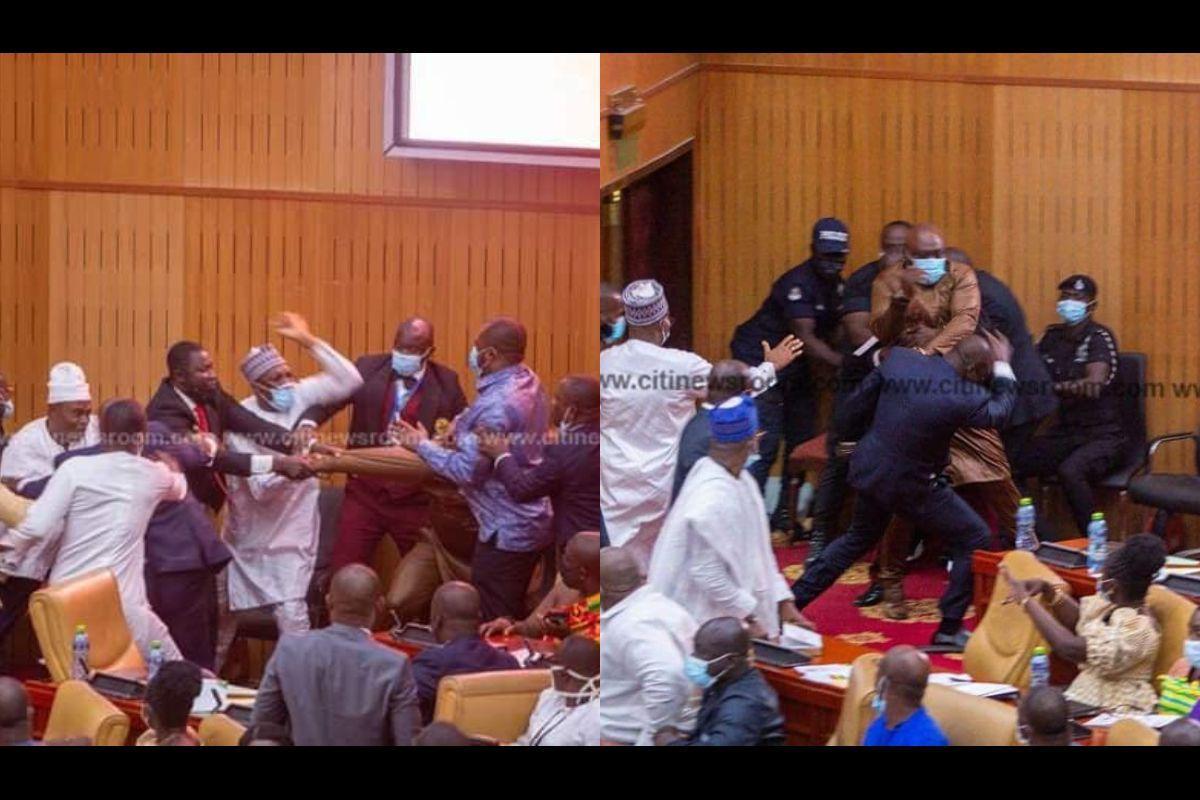 VIDEO: Ghanaian Parliamentarians Exchange Blows In Parliament Over Speaker Of Parliament Race